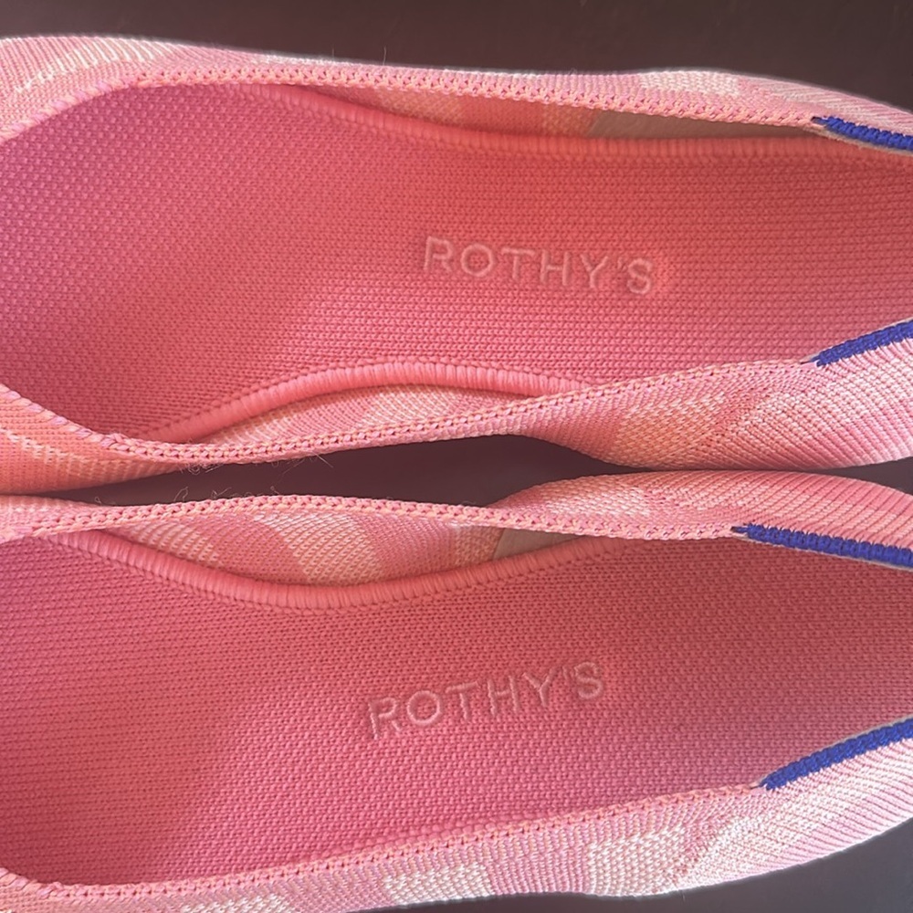 Rothy's The Flat Pink Macaron Big Stripe Flats Shoes Collector's Edition Sz 10.5 - Picture 4 of 11